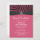 Search for zebra sweet 16 invitations Modern