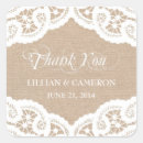 Search for rustic burlap and lace stickers For her