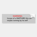 Search for warning bumper stickers Rapture