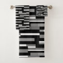 Search for black and white abstract shapes bath towels Lines