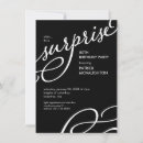 Search for surprise for him birthday invitations Black and white