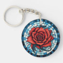 Search for red and white rose key rings For her