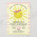 Search for yellow 1st birthday invitations Our little sunshine