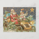 Search for vintage car christmas postcards Santa claus