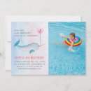 Search for narwhal birthday invitations Pink