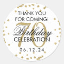 Search for 70th birthday gold stickers Thank you