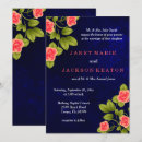 Search for blue and coral wedding invitations Rose