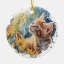 Search for orange tabby cat christmas tree decorations Watercolor