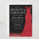 Search for red 70th birthday invitations Glitter