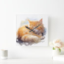 Search for orange tabby cat clocks Watercolor