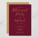Search for burgundy gold retirement party invitations Modern