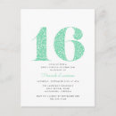 Search for mint sweet 16 invitations Botanical