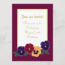 Search for pansy birthday invitations Floral