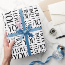 Search for i or love wrapping paper Black and white