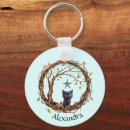 Search for cat in tree key rings Watercolor