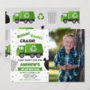 Search for garbage truck party invitations Green