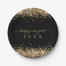 Search for new year paper plates Gold glitter