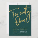 Search for green 21st birthday invitations Typography