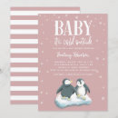 Search for penguin baby girl shower invitations Baby it's cold outside