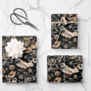 Search for gold flowers wrapping paper Black