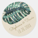 Search for tropical leaf wedding stickers Monstera