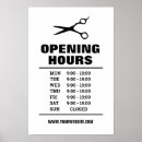 Search for hair salon posters Opening hours