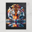 Search for tigers in postcards Tiger in water