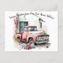 Search for vintage red truck postcards New home