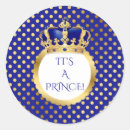 Search for blue and gold prince stickers Baby shower