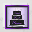 Search for purple 17th birthday invitations Black