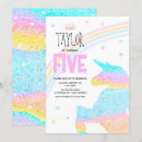 Search for girls unicorn 5th birthday invitations Glitter
