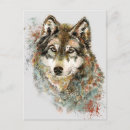 Search for watercolor wolf postcards Wolves