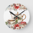 Search for rustic christmas clocks Poinsettia