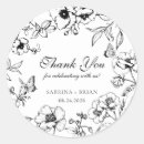 Search for thank you wedding stickers Black and white