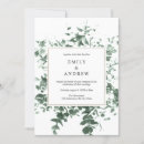 Search for watercolor leaves wedding invitations Green and white
