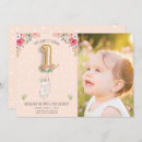 Search for rabbit 1st birthday invitations Floral bunny