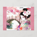 Search for japanese geisha postcards Watercolor