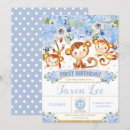 Search for monkey 1st birthday invitations Whimsical