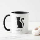 Search for black cat silhouette mugs Black and white