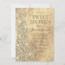 Search for gold dress gown sweet 16 invitations Glitter
