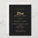 Search for black and gold 21st birthday invitations Simple