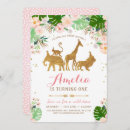 Search for pink gold safari birthday invitations Jungle