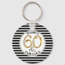 Search for 60th birthday party key rings Black and gold