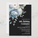 Search for blue black 40th birthday invitations Elegant