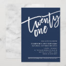 Search for blue 21st birthday invitations Minimalist
