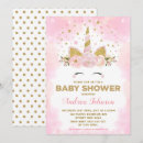 Search for magical unicorn baby shower invitations Pink and gold