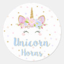 Search for unicorn birthday party stickers Gold glitter