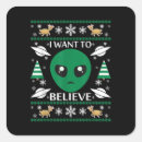 Search for aliens square stickers Science fiction