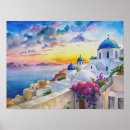 Search for santorini blue posters Watercolor