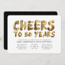 Search for cheers to 50 years invitations Black and gold